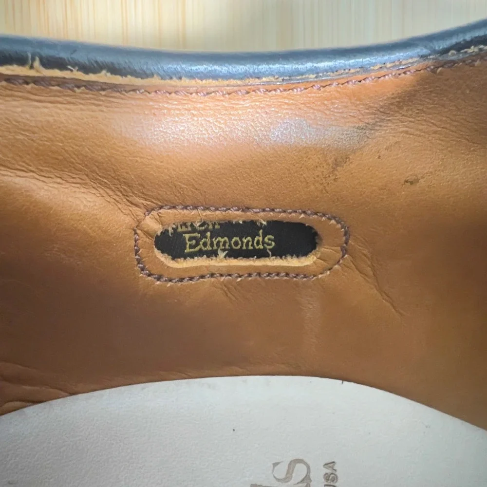 Allen‎ Edmonds Hillcrest Black Leather Bicycle Toe Derby Dress Shoes Mens 8.5